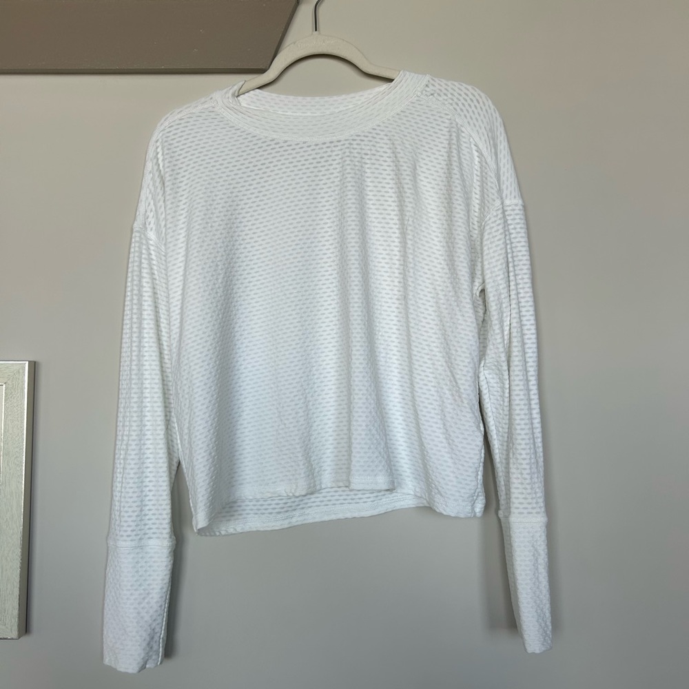 White Long Sleeve Workout Top